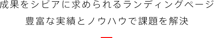 成果をシビアに求められるランディングページ 豊富な実績とノウハウで課題を解決します。